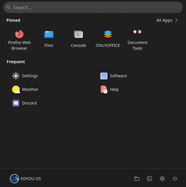 EDYOU OS Start Menu