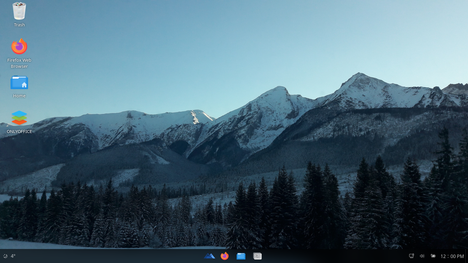 The EDYOU OS desktop environment: a dark taskbar with an application menu, running applications, and the EDYOU OS wallpaper