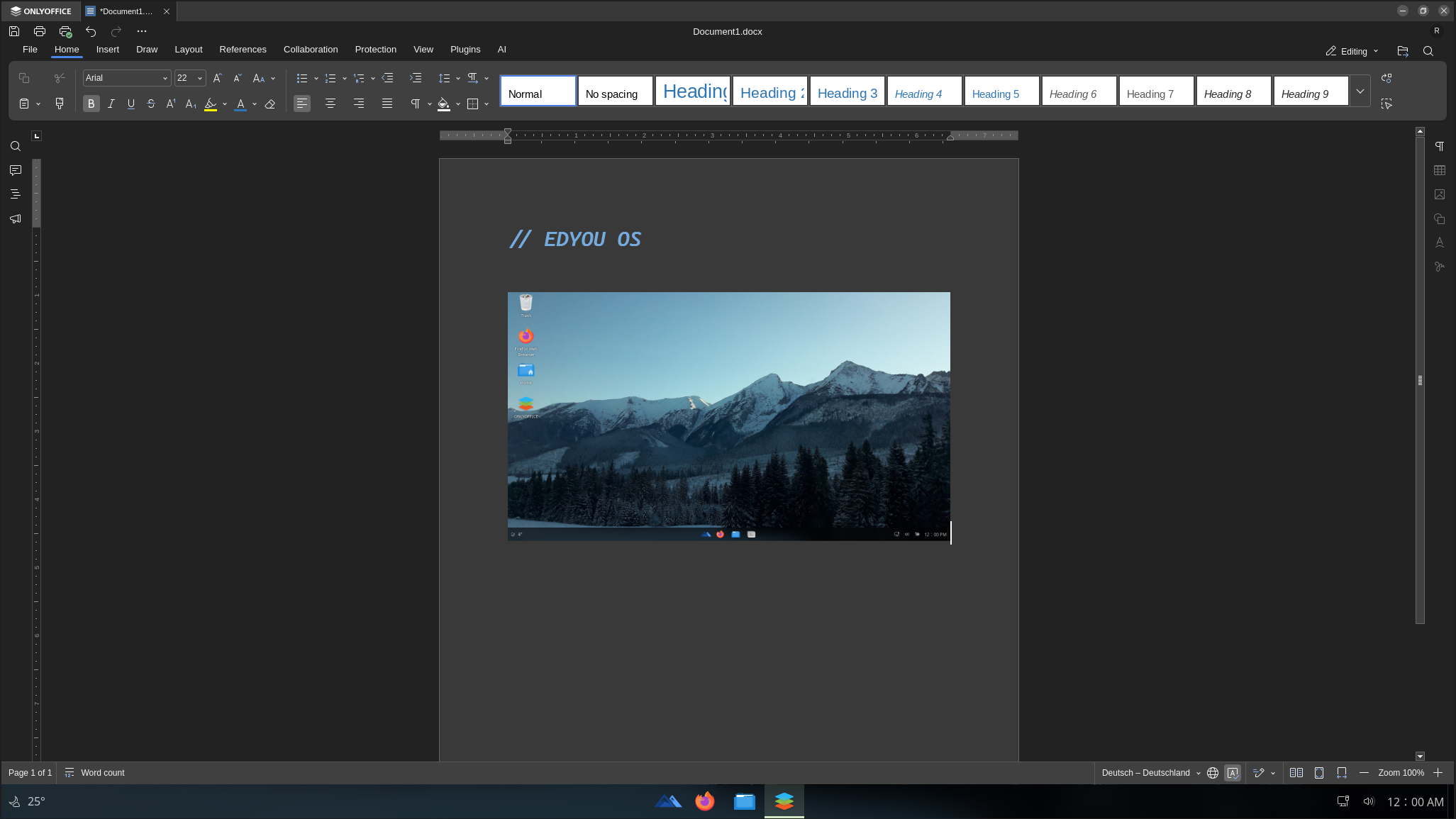 OnlyOffice documents running on EDYOU OS